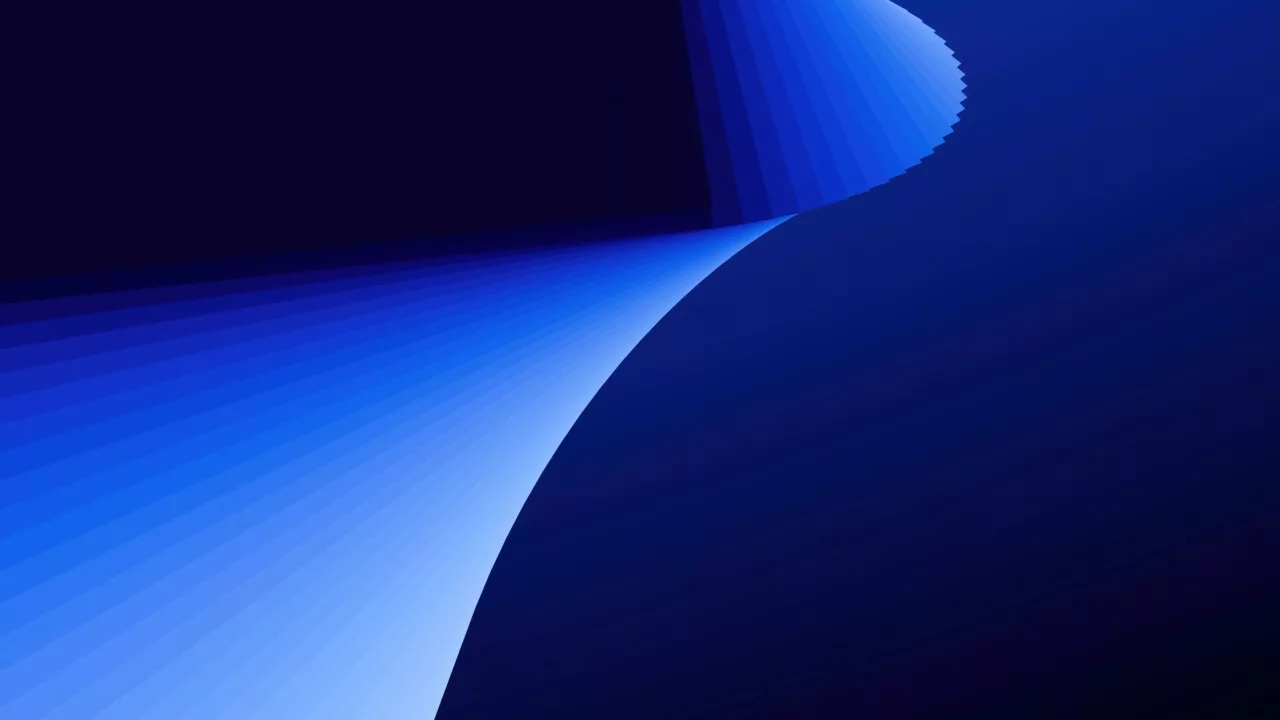 decorative image showing a blue wave shape on a dark background